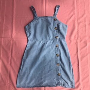 Faux Jean button-up overall mini dress |M|